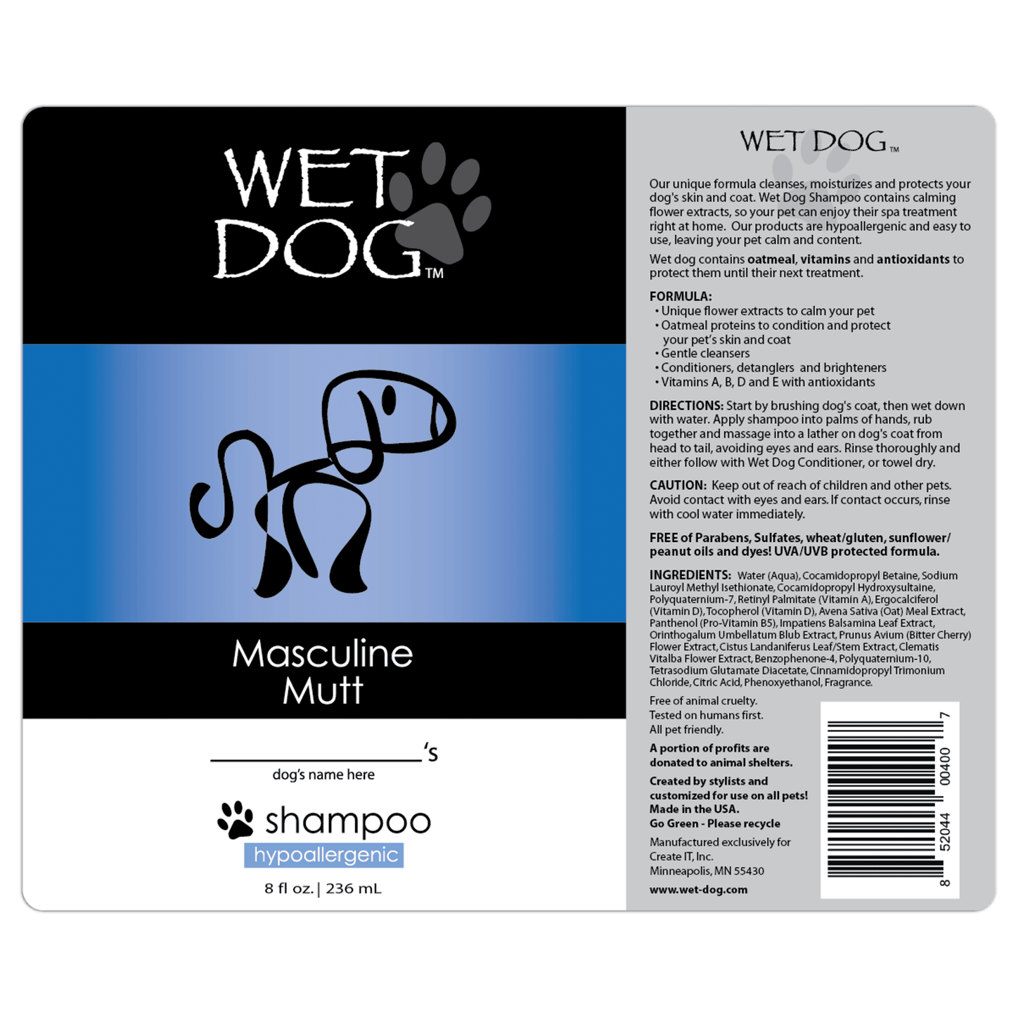 Masculine Mutt Calming Dog Shampoo with Oatmeal and Flower Extracts-3