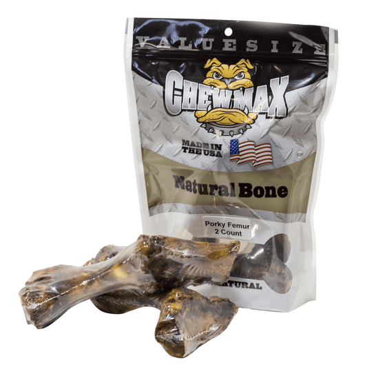 Porky Femur Dog Bones for Enhanced Dental Health - 2 Count-0